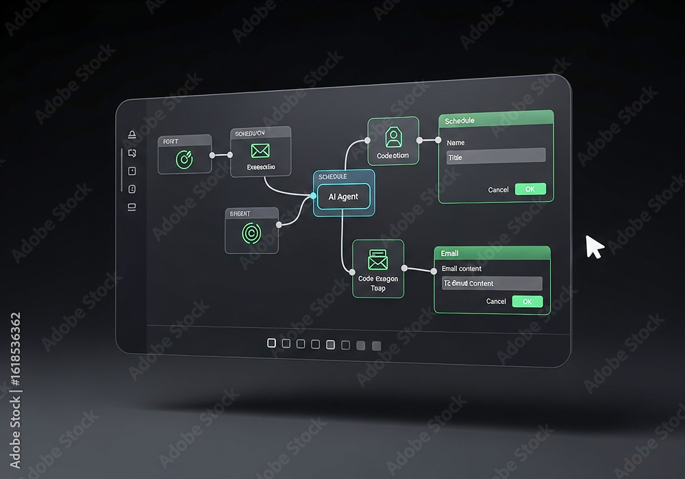 Fototapeta premium Digital interface displaying complex workflow and data visualization