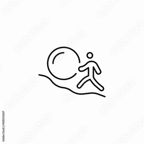 person pushing boulder icon sign vector
