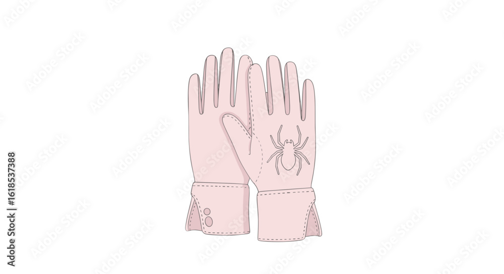 Obraz premium Pink gloves with spider design on white background