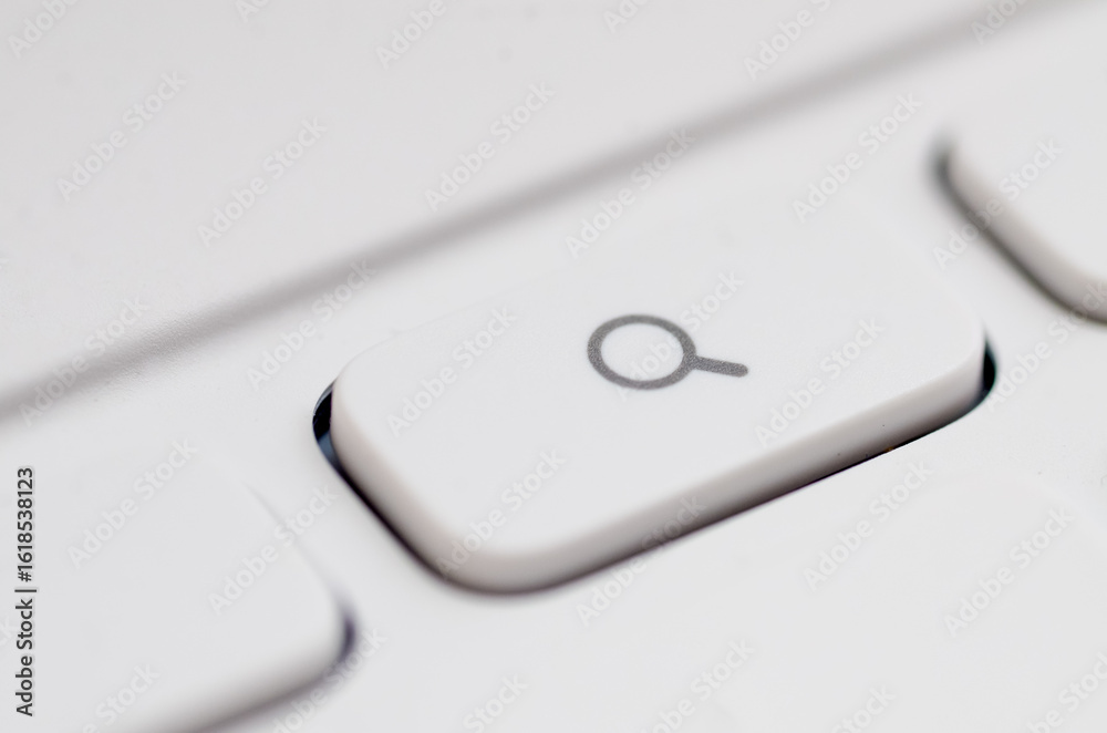 White Keyboard Key with Magnifying Glass Icon for Search Function White Keyboard Key with Magnifying Glass Icon for Search Function