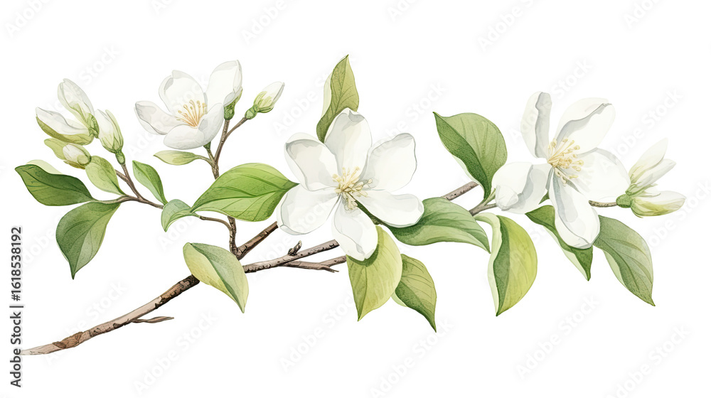 Obraz premium hand drawn Jasmine bud watercolor on white background