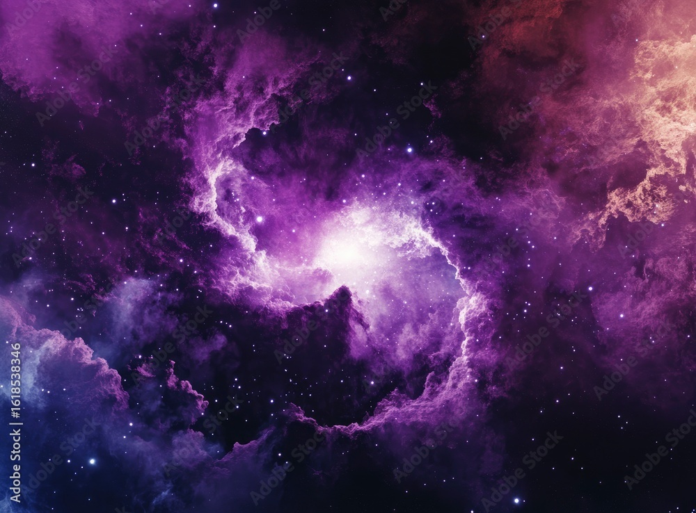 Fototapeta premium Cosmic Nebula: A Purple and Pink Dreamscape