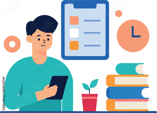 Student Using Mobile App To Track Study Schedule