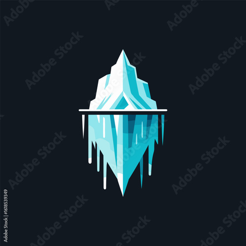 A vibrant, stylized iceberg floating in dark waters, highlighting the beauty of nature's formations