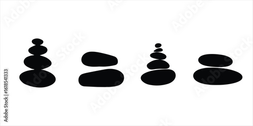 stone vector set illustration on white background, stone silhouette vector.