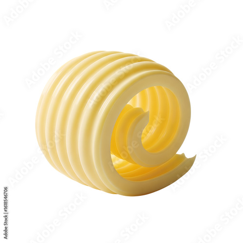 Swirled butter curl isolated on transparent background a creamy dairy product image perfect for food blogs and culinary websites