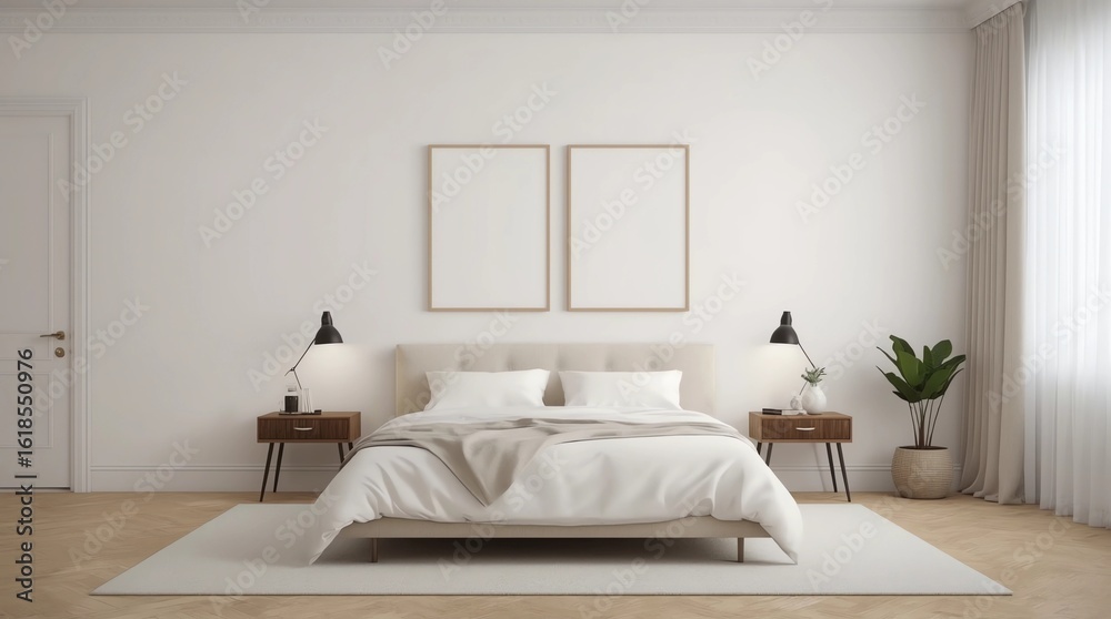 Fototapeta premium Blank poster in bedroom 