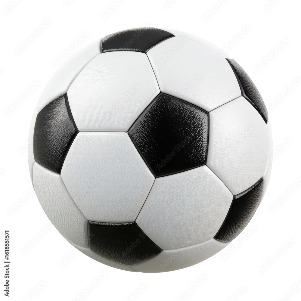 Obraz premium Classic black and white soccer ball with textured panels sport game, Isolated On White, Png Transparent, Cut Out