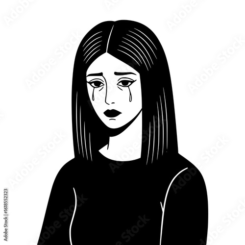 Sad woman crying with tears streaming down face