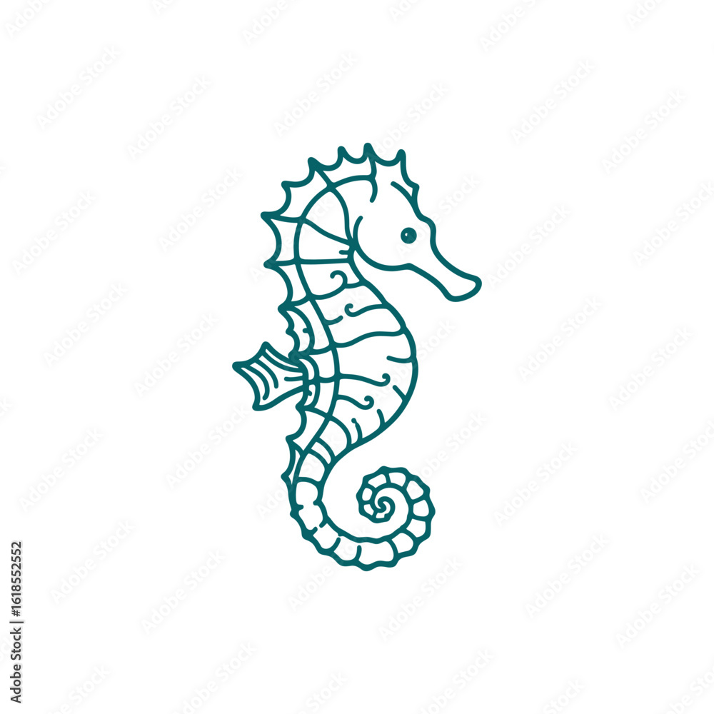 Fototapeta premium Intricate illustration of a seahorse, showcasing its unique features against a minimalistic background