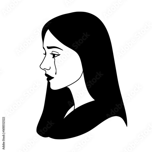 Sad woman crying with tears streaming down face