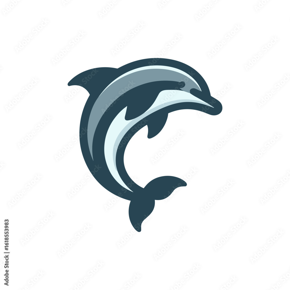 Stylized dolphin illustration leaping gracefully with a clean background, ideal for marine-themed designs Stylized dolphin illustration leaping gracefully with a clean background, ideal for marine-themed designs