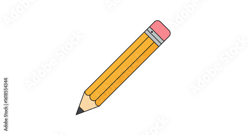 Simple, Colorful, and Stylized Illustration of a Pencil