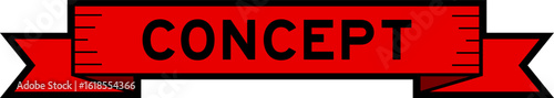 Ribbon label banner with word concept in red color on white background