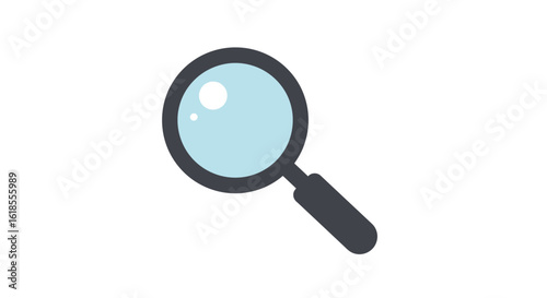 Stylized Magnifying Glass with Light Blue Lens and Dark Gray Frame