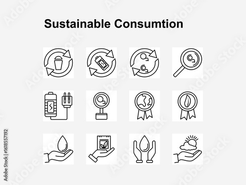 Sustainable Consumption Icons - Outline Style