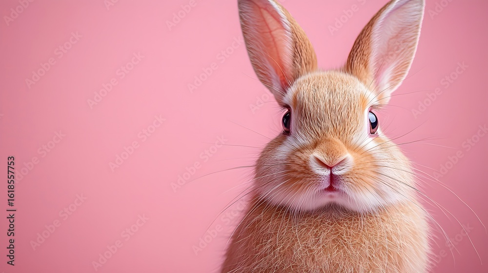 Fototapeta premium Shy and adorable rabbit looking bashfully at the