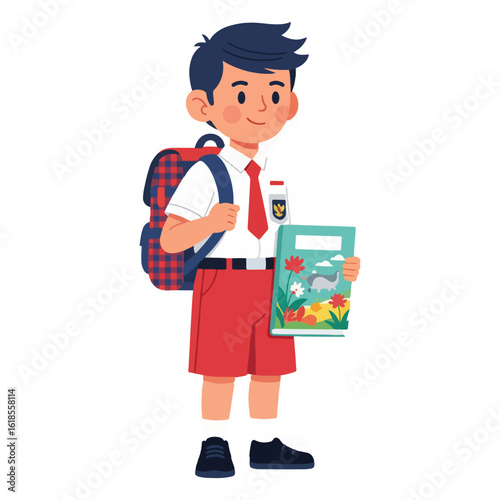 vector illustration of boy school kid