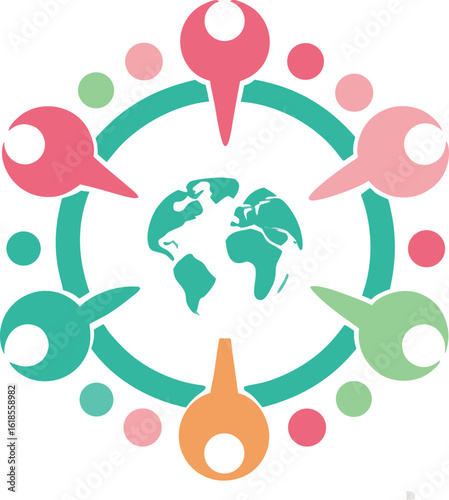 Vector art of international unity day with global connection and people