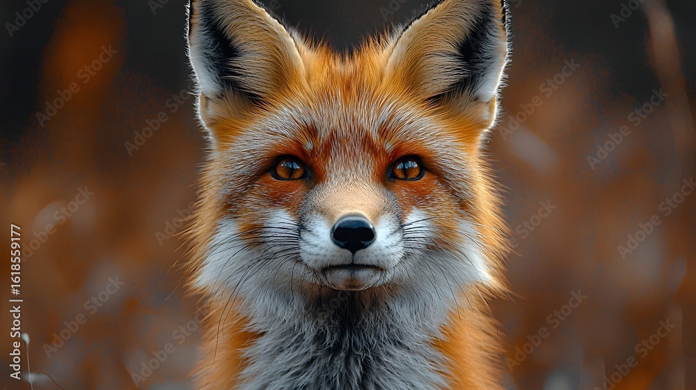 Obraz premium Curious and attentive fox with vibrant inquisitive wonder