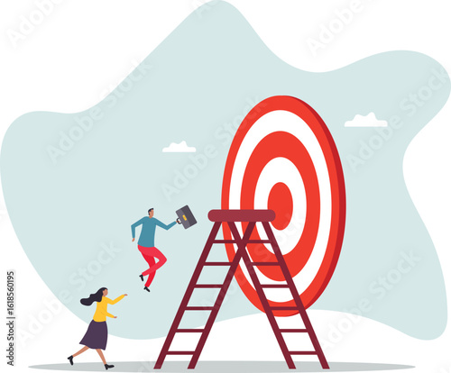 Climb corporate ladder to achieve career target, stair to reach work success,about a man and his life.