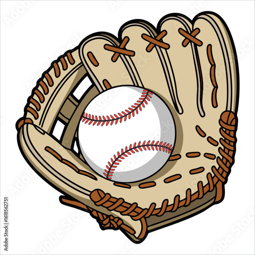 Baseball glove with ball vector illustration isolated on white background ideal for sports promotions baseball fans and athletic design concepts