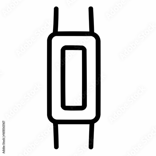 Fitness Tracker. Long thin rectangle with small display area. Basic band attachments