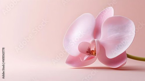Delicate Pink Orchid On Soft Pink Background