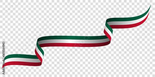 Mexican ribbon flag. Waving mexico ribbon flag in simple design for mexican independence day