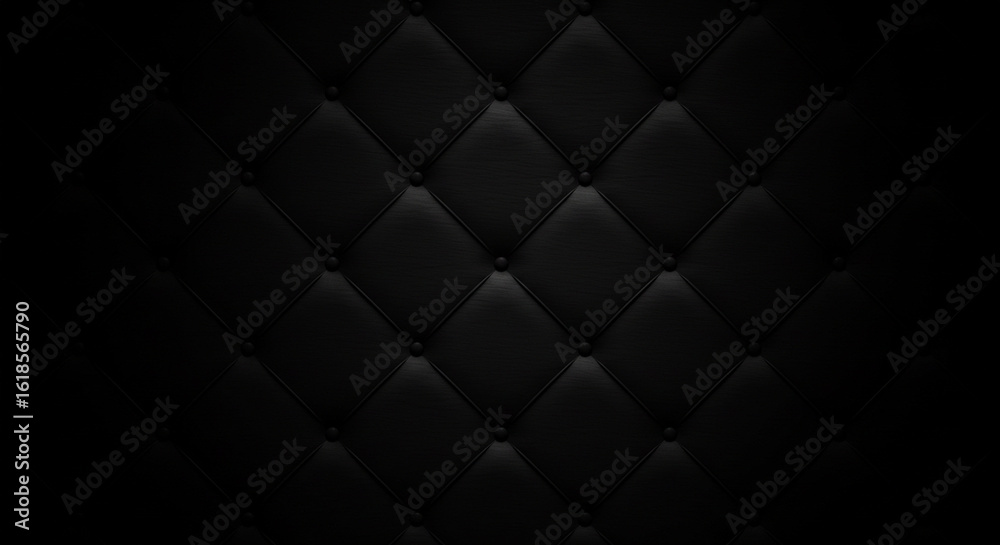 Naklejka premium Dark black diamond tufted upholstery texture background