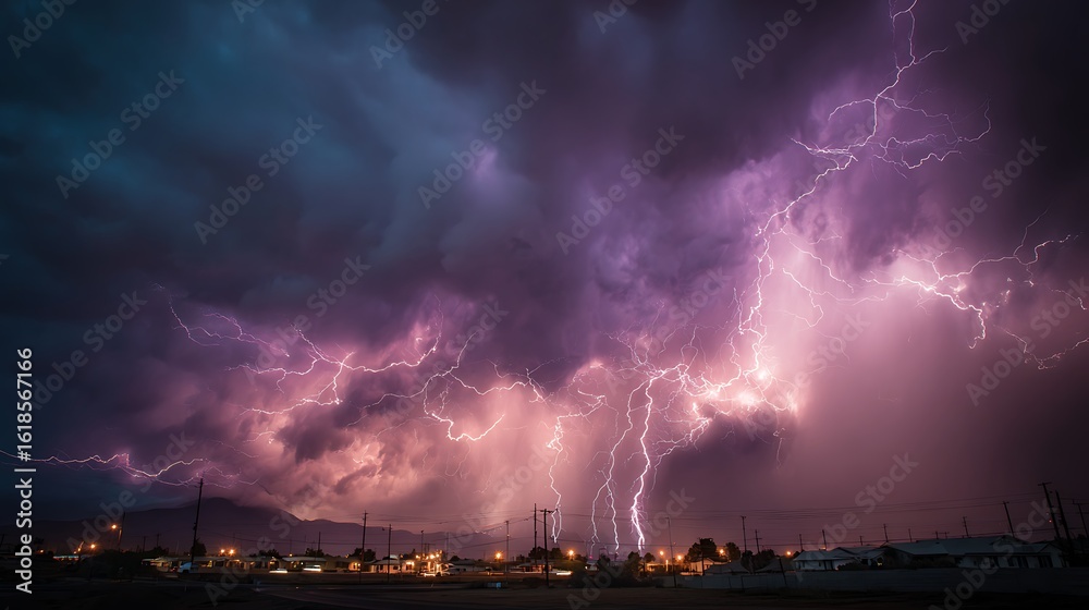 Fototapeta premium Storms Hammer, Electric Power, Purple Rain .