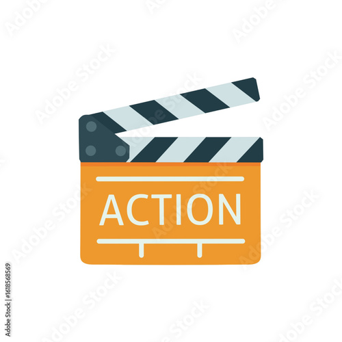 Action movie clapperboard icon flat design filmmaking entertainment film industry
