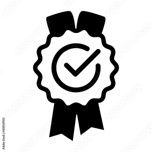 Verified badge icon. Approved or certified badge medal symbol. Approval check sign. Containing quality, brand, stamp, inspector checking, award, reward, winner, prize. Vector illustration