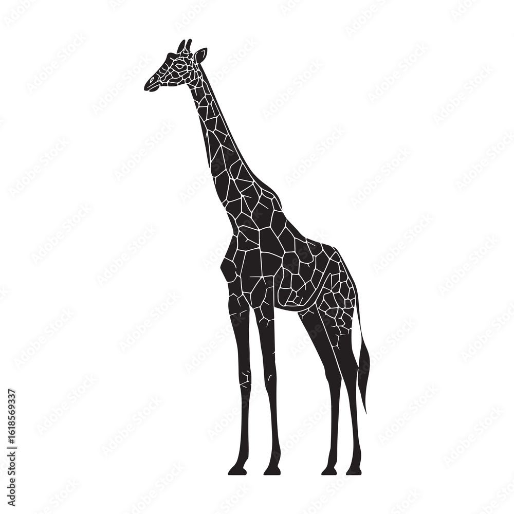 Naklejka premium Giraffe Silhouette with Abstract Pattern Wildlife Animal Vector Illustration