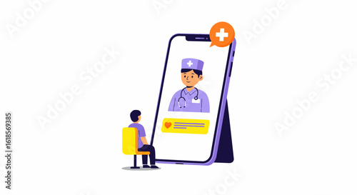 Virtual Healthcare Consultation with a Nurse on a Mobile Device, Showcasing Telemedicine Technology and Patient Engagement in Modern Medical Practices