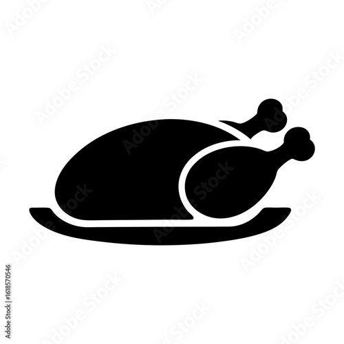 Silhouette of a delicious roast turkey on a plate for Thanksgiving dinner