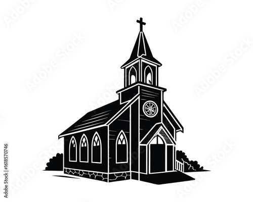 Classic Church Silhouette vector