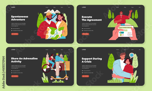 Dynamic Vector Illustrations of Adventure and Connection