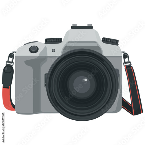 Front View Professional DSLR Camera with Strap