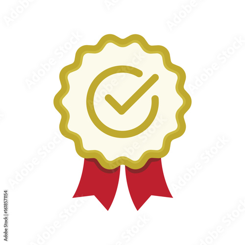 Verified medal icons collection. Approved or certified badge medal symbol. Approval check sign. Containing quality, brand, stamp, inspector checking, award, reward, winner, prize. Vector illustration