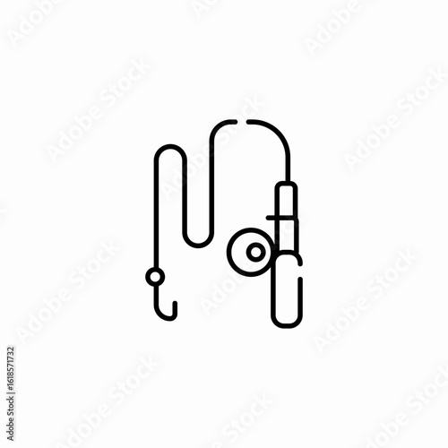 fishing rod hook icon sign vector