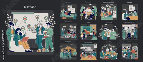 Milestone. Flat Vector Illustration