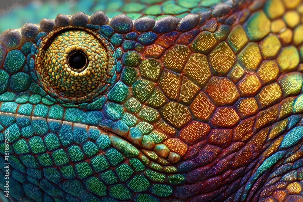 Obraz premium A close up of a colorful lizard ' s head