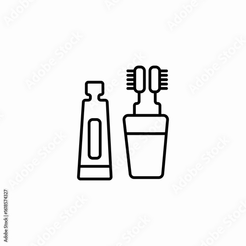 toothbrush and toothpaste icon sign vector