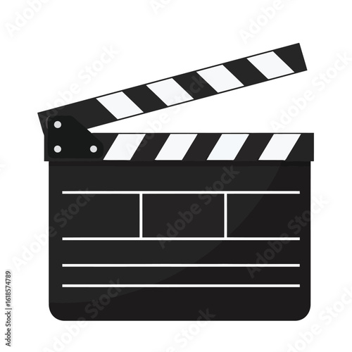 Vector illustration of a black film clapboard isolated on a white background