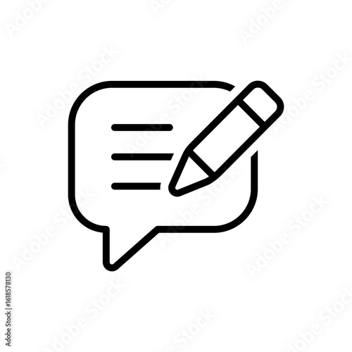Support message icon in line style. Pen with speech bubble symbol, Comment, Contact us, Communication, Conversation, Text Message, Chat message, Engaging, Chat speech bubble, Social media signs vector