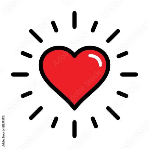 Heart shines icon. Sparkling love symbol. Containing integrity, trust, passion, valentine, honesty, culture, and commitment signs vector illustration.