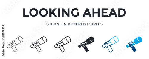 Looking Ahead Icon In Different Style Vector Illustration. Designed In Thin Line, Regular Line, Bold Line, Glyph, Color Line, And Color Glyph Style Can Be Used For Web