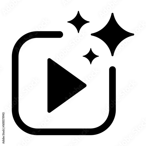 Video AI generate icons style. Artificial Intelligence, star sparkle symbol. Digital brain, files, media, multimedia, element for app, website and interface signs vector illustration