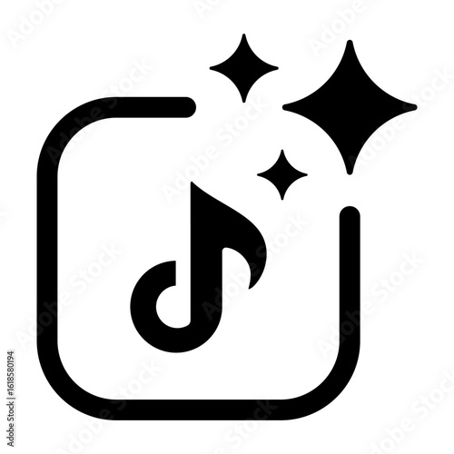 Music AI generate icons in line style. Artificial Intelligence, star sparkle symbol. Digital brain, song, files, media, multimedia, element for app, website and interface signs vector illustration